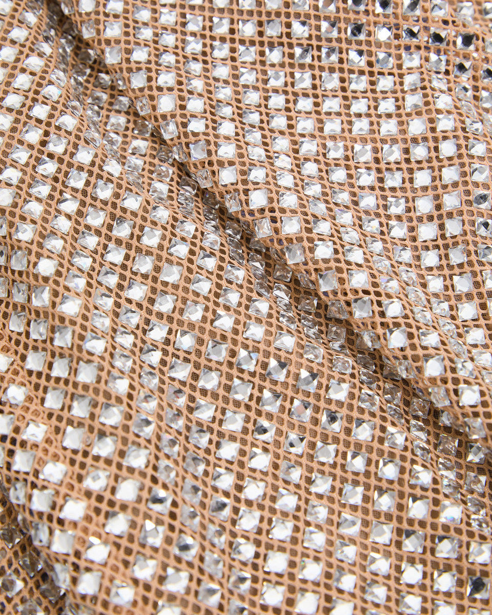 Rhinestone draped mesh Dress