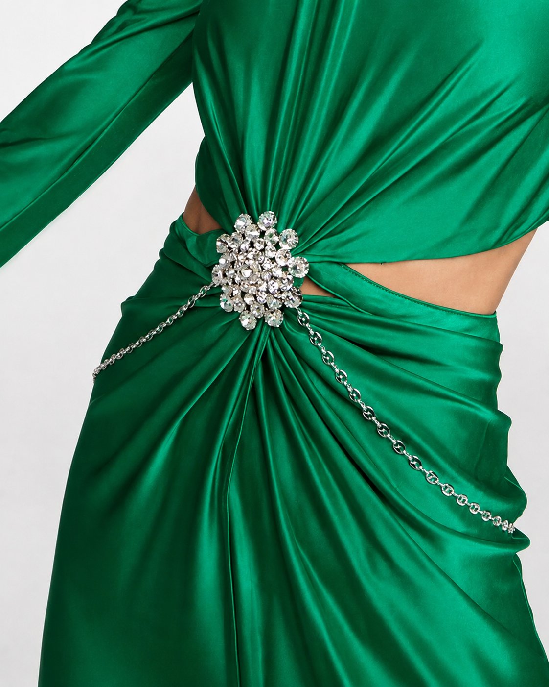 Crystal-Embellished Maxi Dress Green