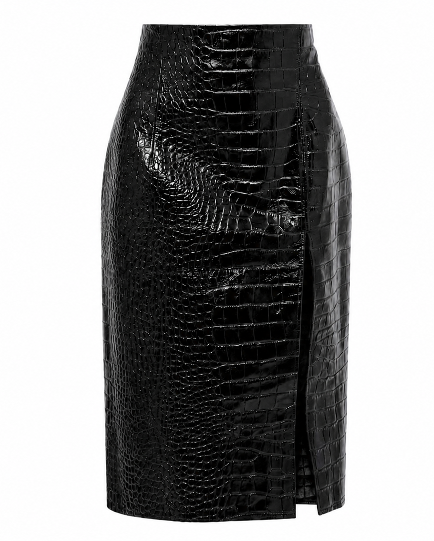 Croc Midi Skirt