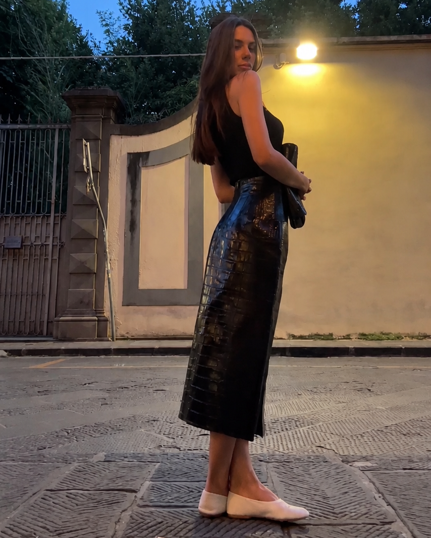 Croc Midi Skirt