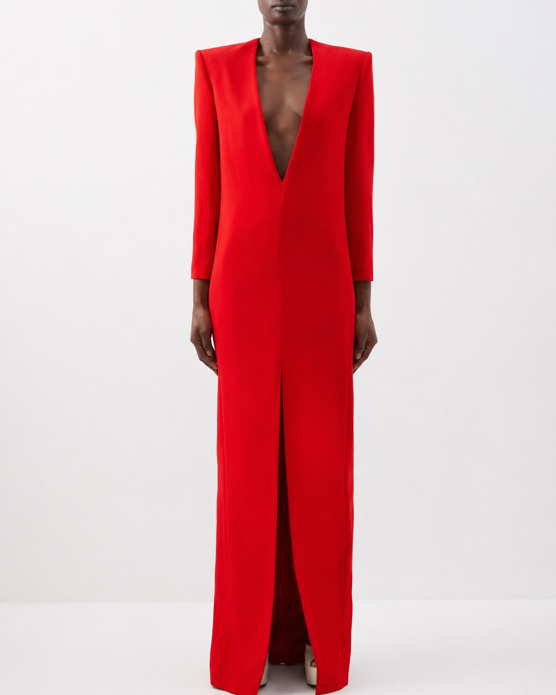 Plunge Neck Column Gown