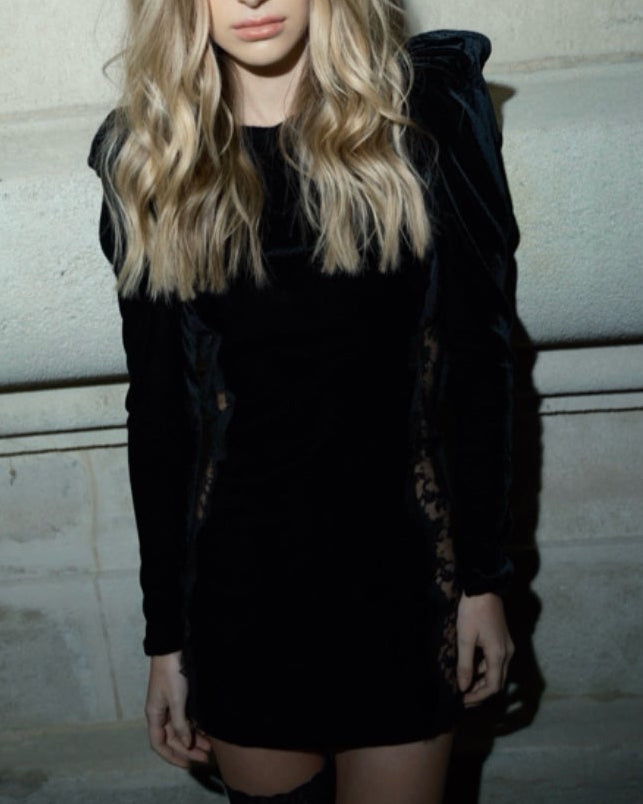Velvet Lace Mini Dress