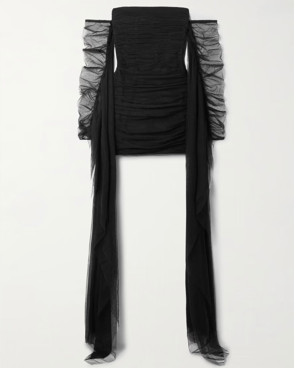 Ruched Silk-Tulle Mini Dress
