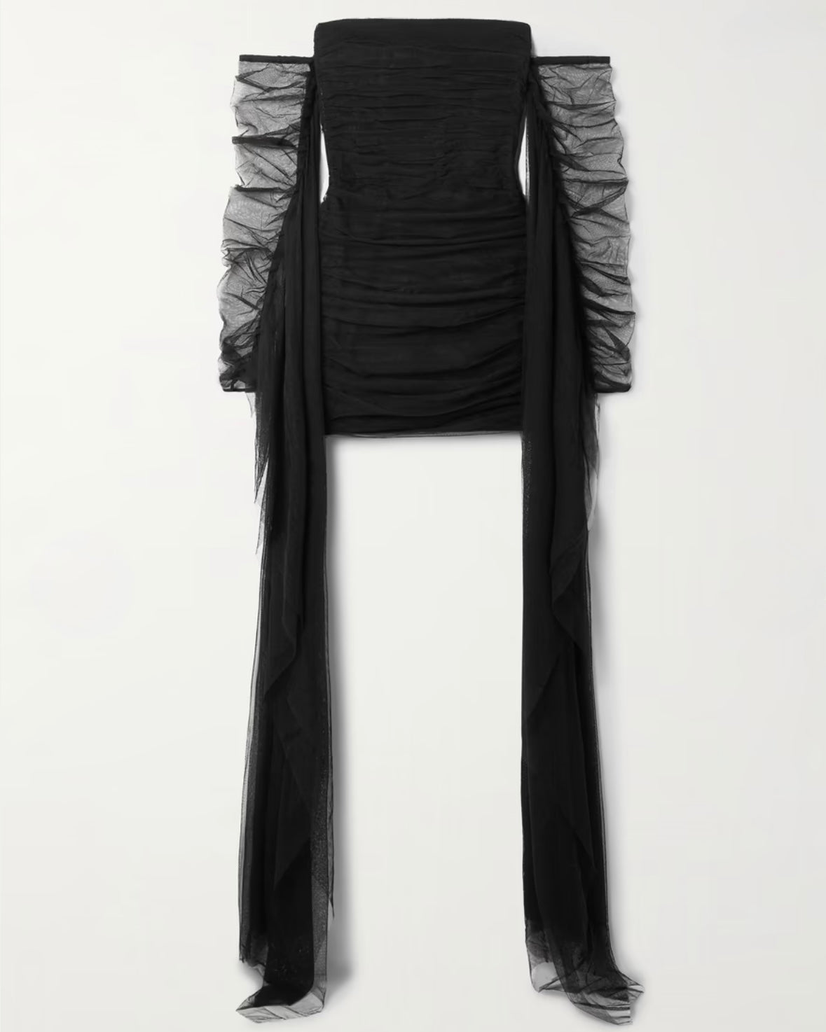 Ruched Silk-Tulle Mini Dress