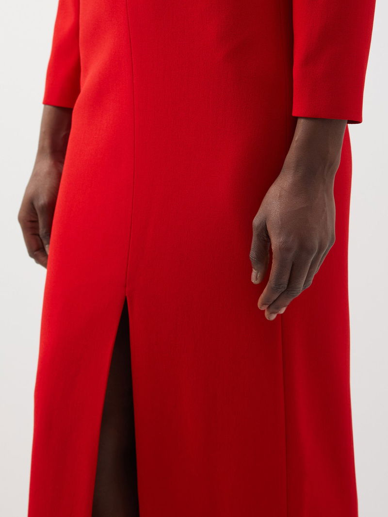 Plunge Neck Column Gown