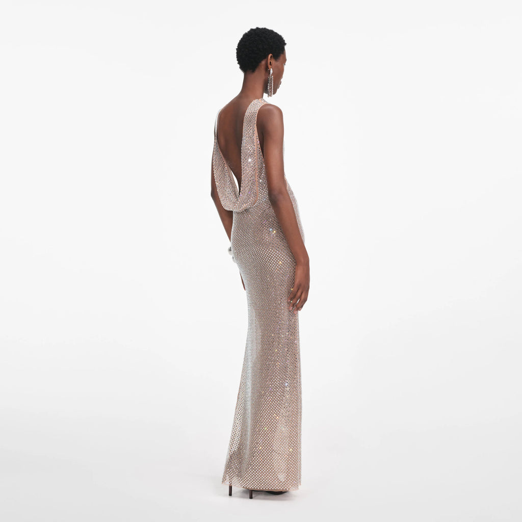 Rhinestone draped mesh Dress