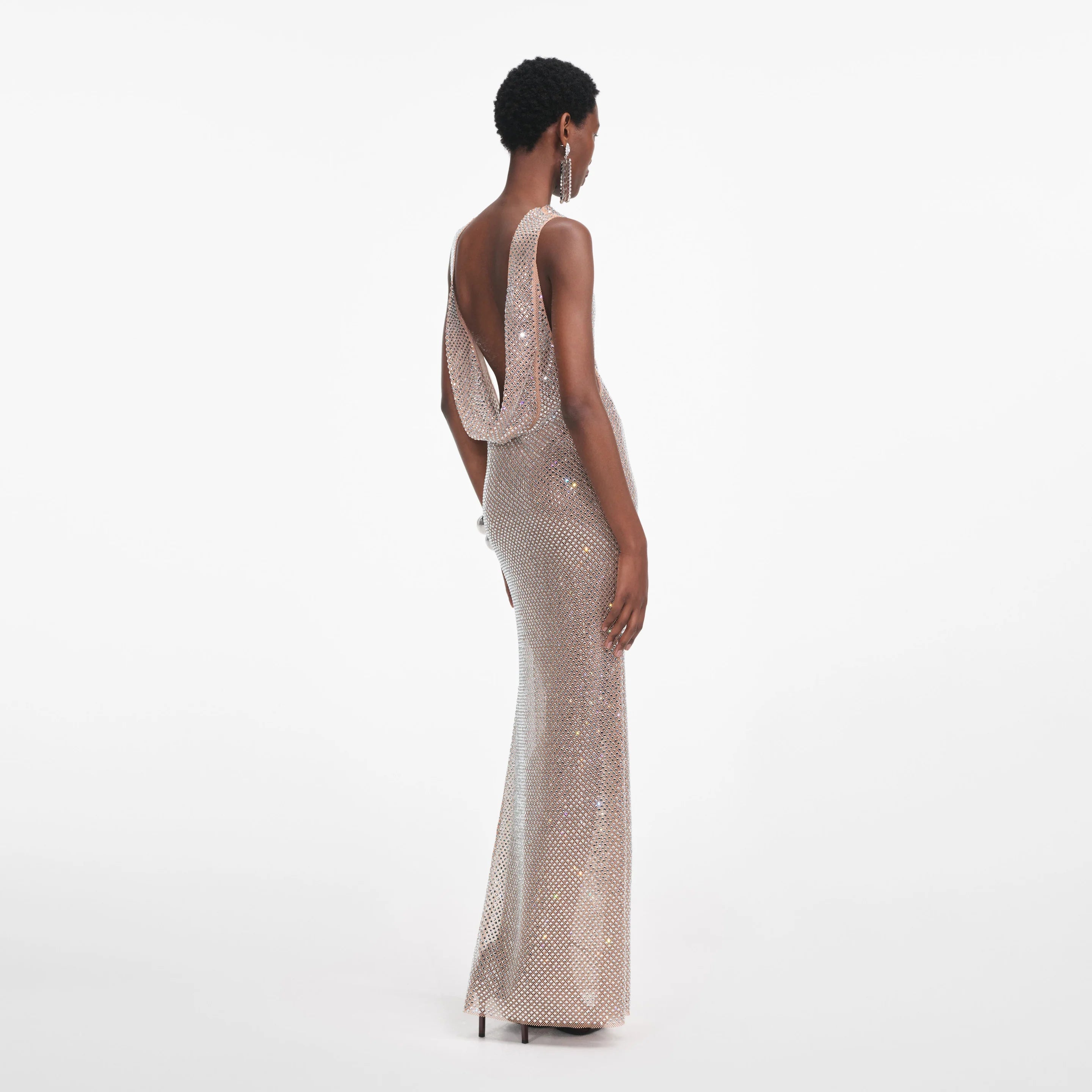 Rhinestone draped mesh Dress