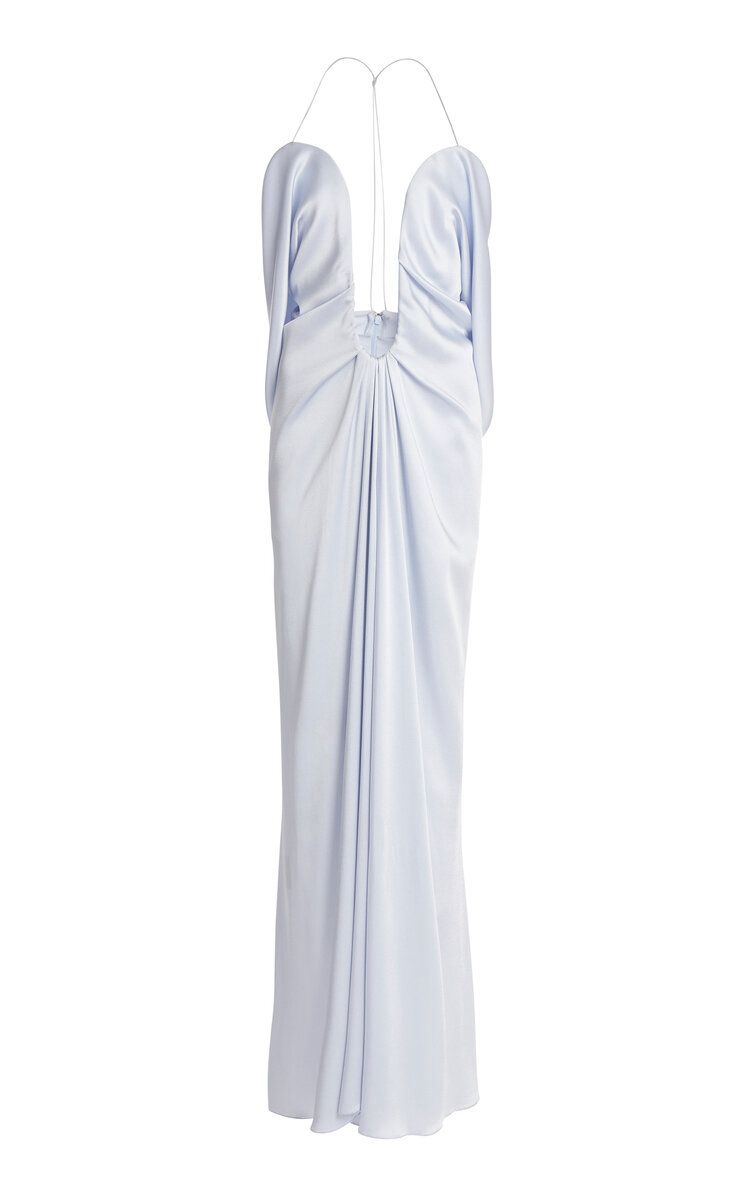 Draped Plunge Dress Clear Blue