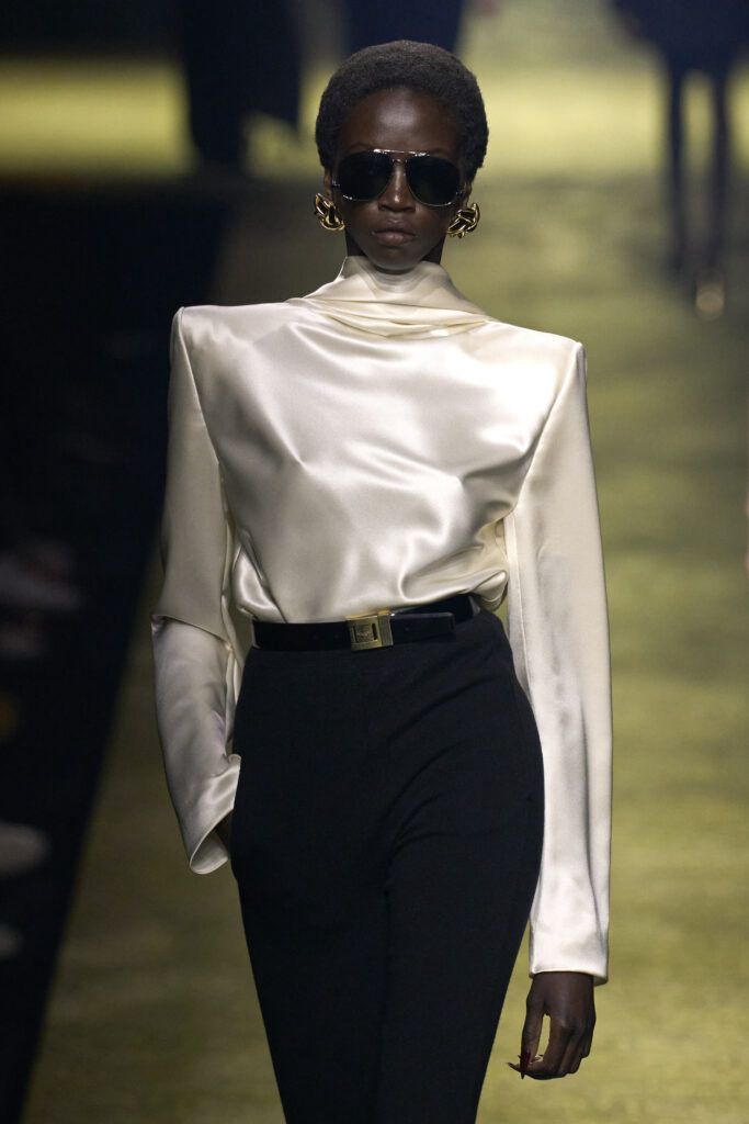 Satin High-Neck Shirt