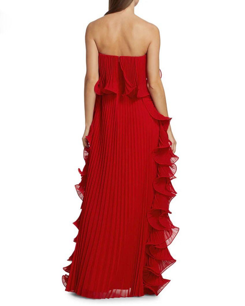 Pleated Georgette Dress Red