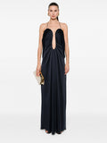 Draped Plunge Dress Marine Blue