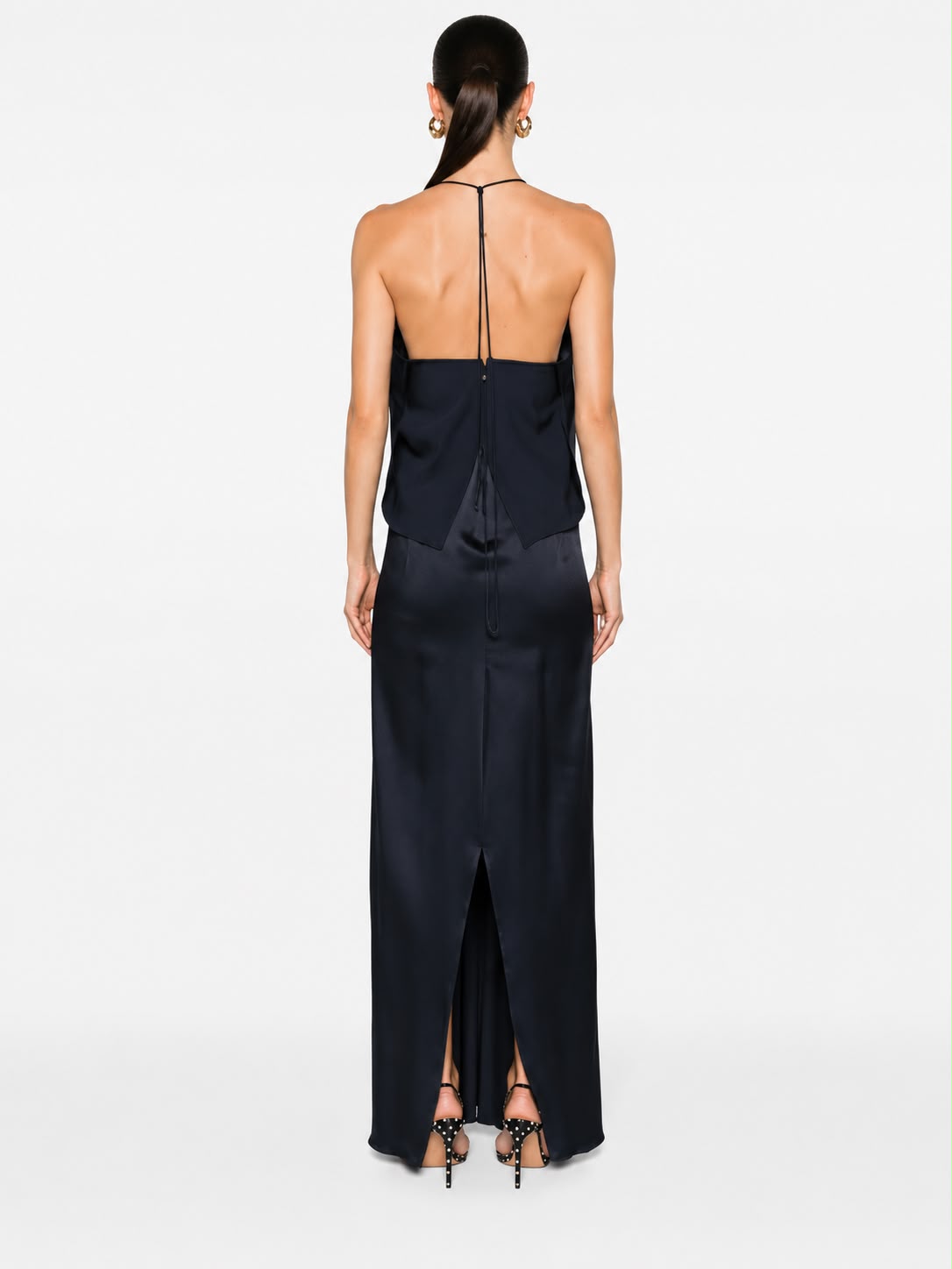 Draped Plunge Dress Marine Blue