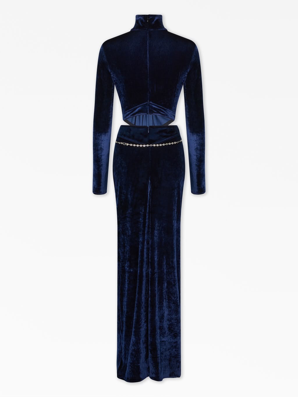 Crystal-Embellished Cutout Velvet Dress Blue